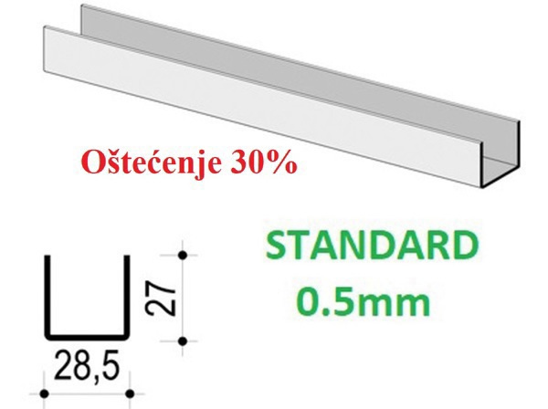 [ 0.5mm ] OŠTEĆEN Profil  UD 28*27 /3.0 m TD 5010